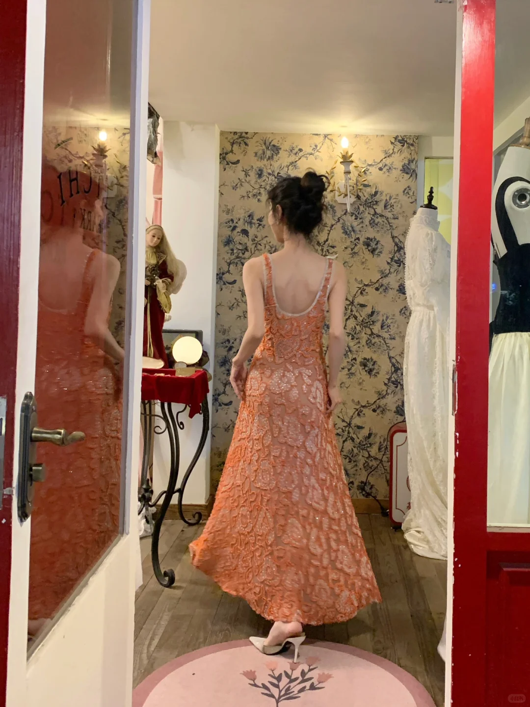 Vintage Exquisite A Line Straps Orange Beaded Tulle Prom Dress Wedding Guest Dress SH4497