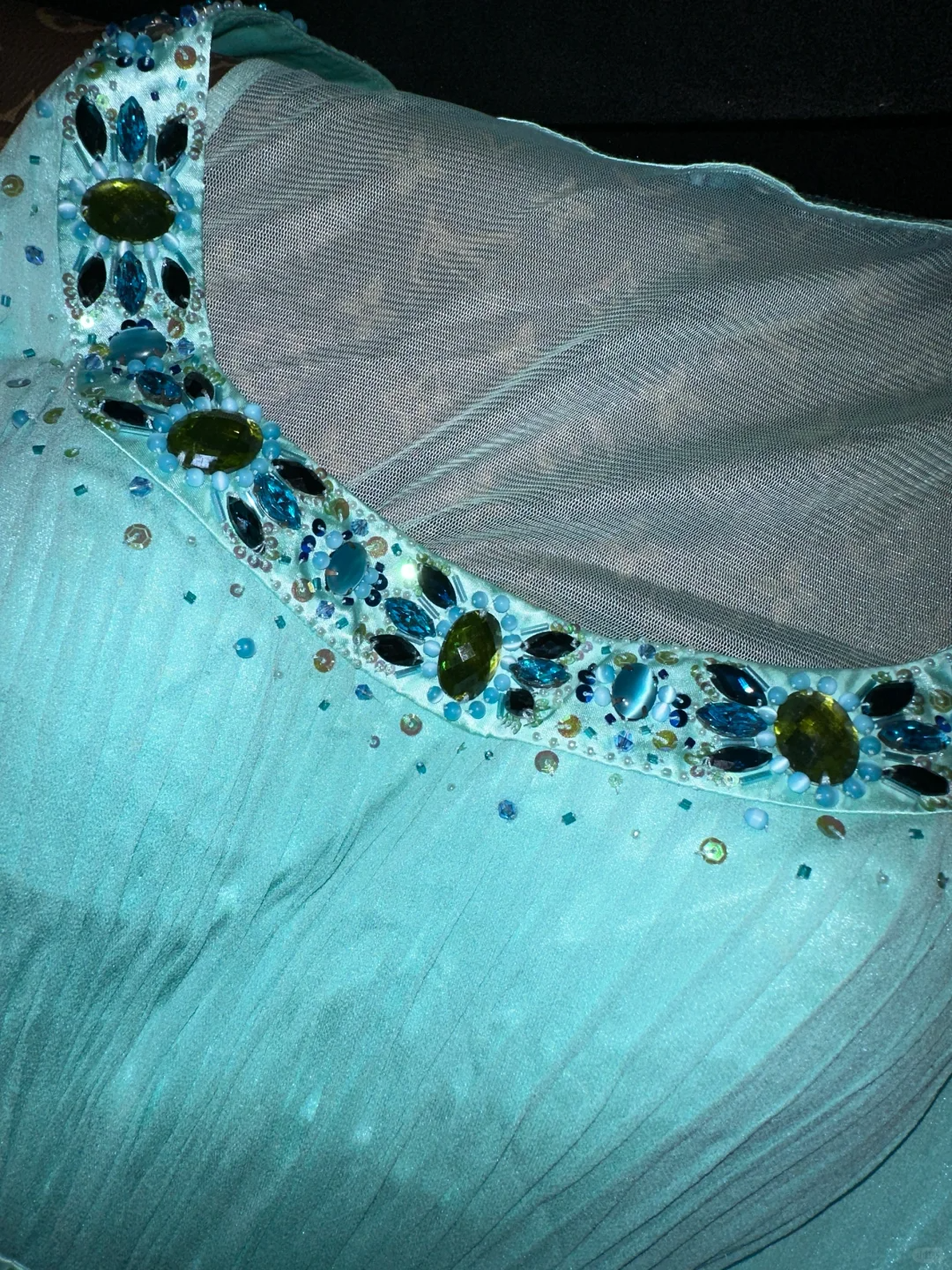 Cute A Line Beaded Layered Blue Ombre Satin Short Homecoming Dress Cocktail Dress SH3077