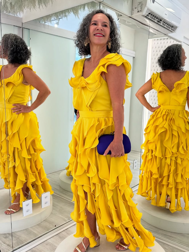 Yellow Sheath Strap Ruffle Satin Long Prom Dress Evening Dress SH2445