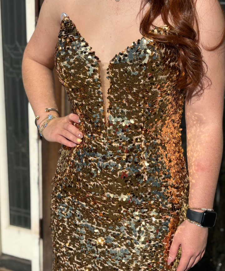 Gold Mermaid Sweetheart Neck Sequin Long Prom Dress Evening Dress SH6801