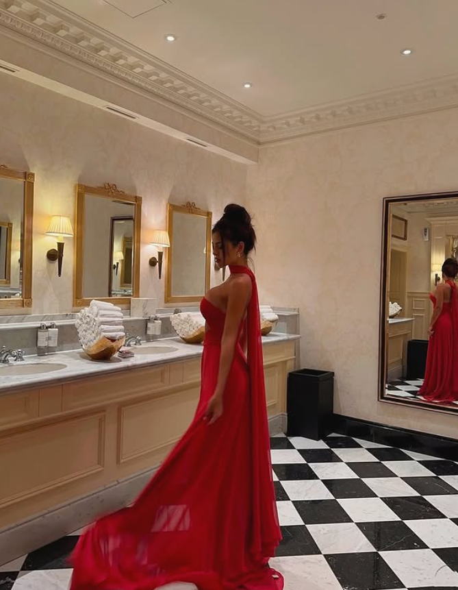 Charming Burgundy A Line Sweetheart Neck Chiffon Prom Dress Wedding Guest Dress SH4533