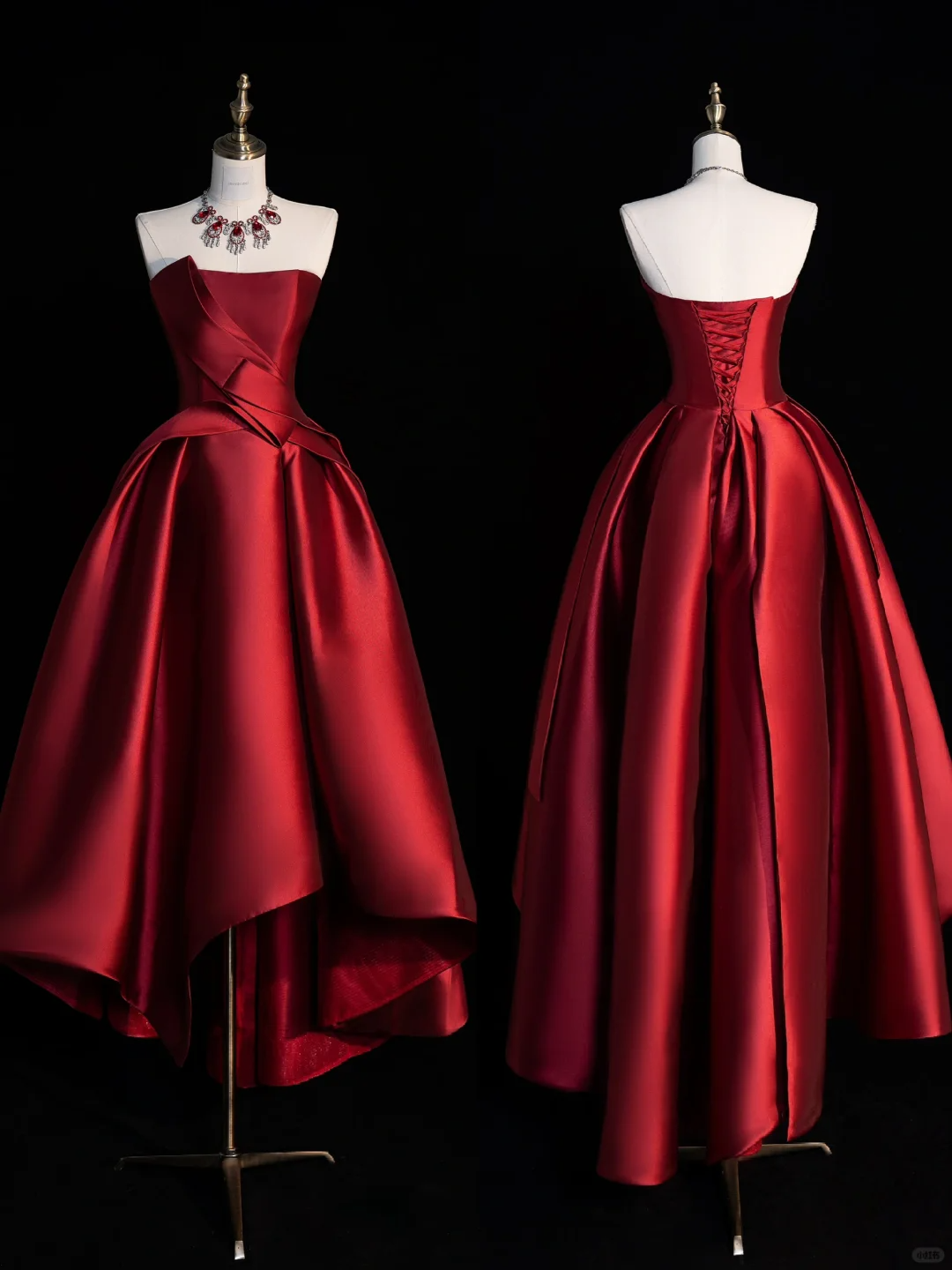 Simple A Line Strapless Burgundy Satin Long Prom Dress Graduation Prom Dress SH2522