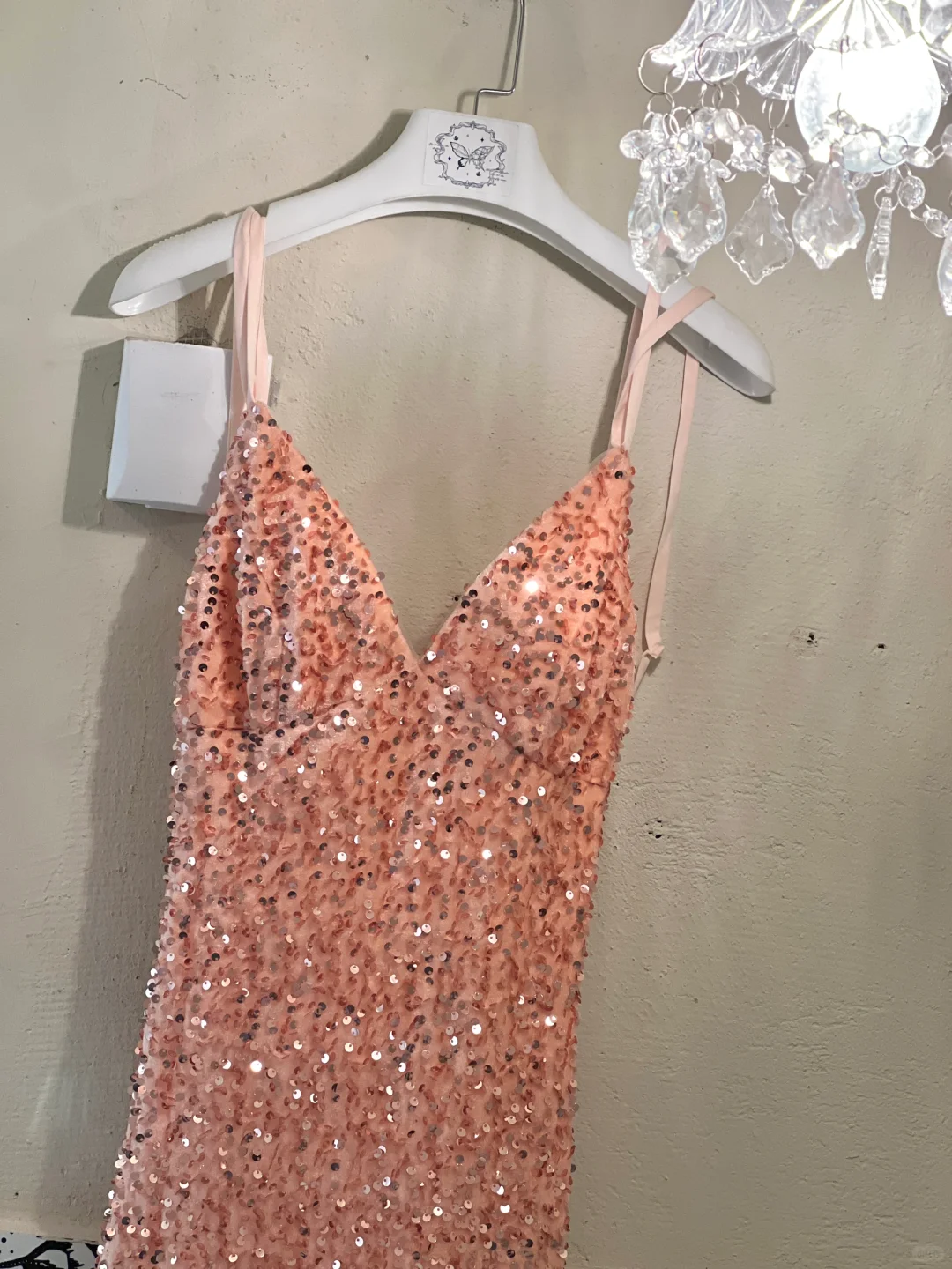 Shiny Orange Mermaid Spaghetti Strap Sequin Open Back Evening Dress Prom Dress SH3845
