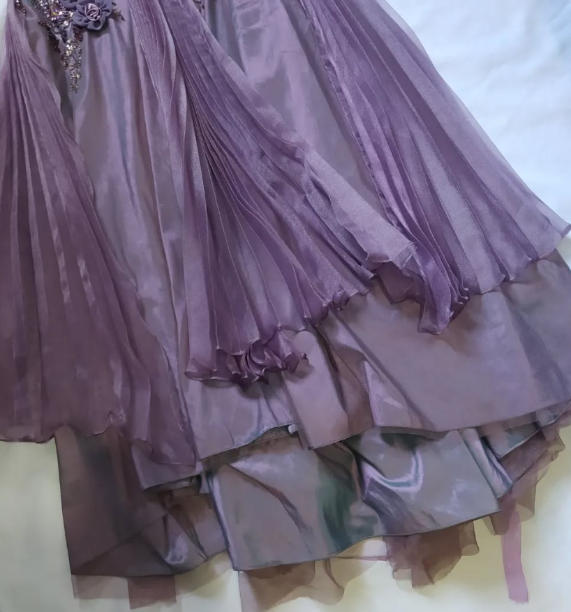 Vintage Purple A Line Strapless Flower Beaded Sequin Satin Tulle Prom Dress Gown SH2528