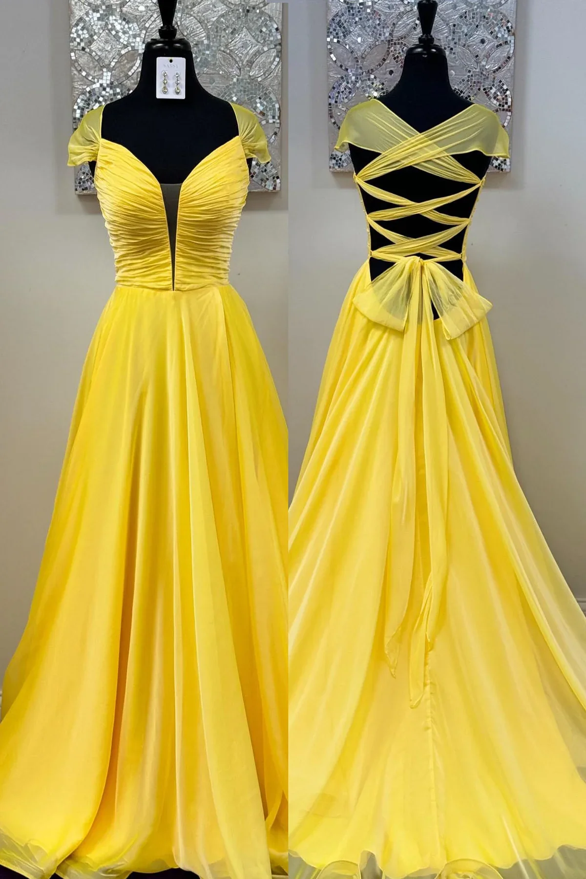 Navy Blue A Line Off the Shoulder V Neck Tulle Long Prom Dress Evening Dress SH2138