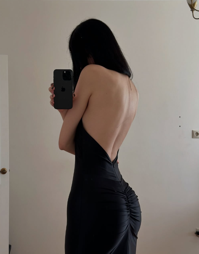 Elegant Simple Black Mermaid Halter Satin Evening Dress Party Dress Formal Dress SH3953