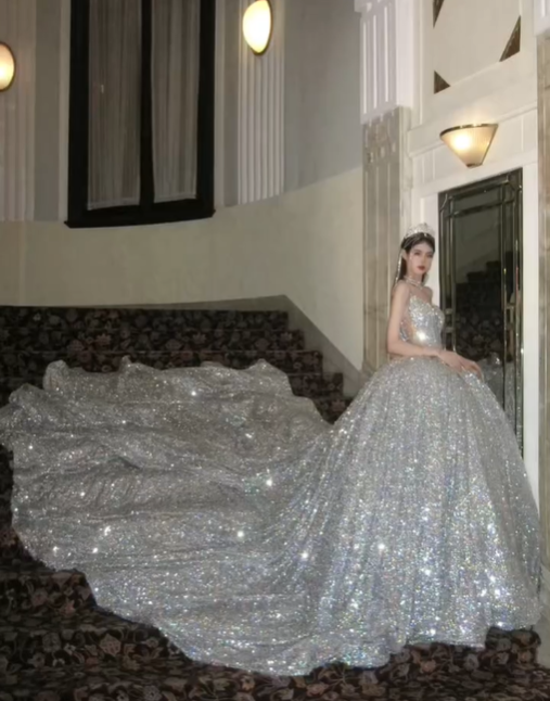Stunning A Line Strapless Silver Sequin Long Prom Dress Graduation Prom Dress SH2459