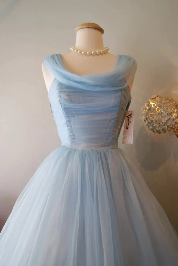 Vintage Blue Homecoming Dress,Elegant Prom Dress SH644