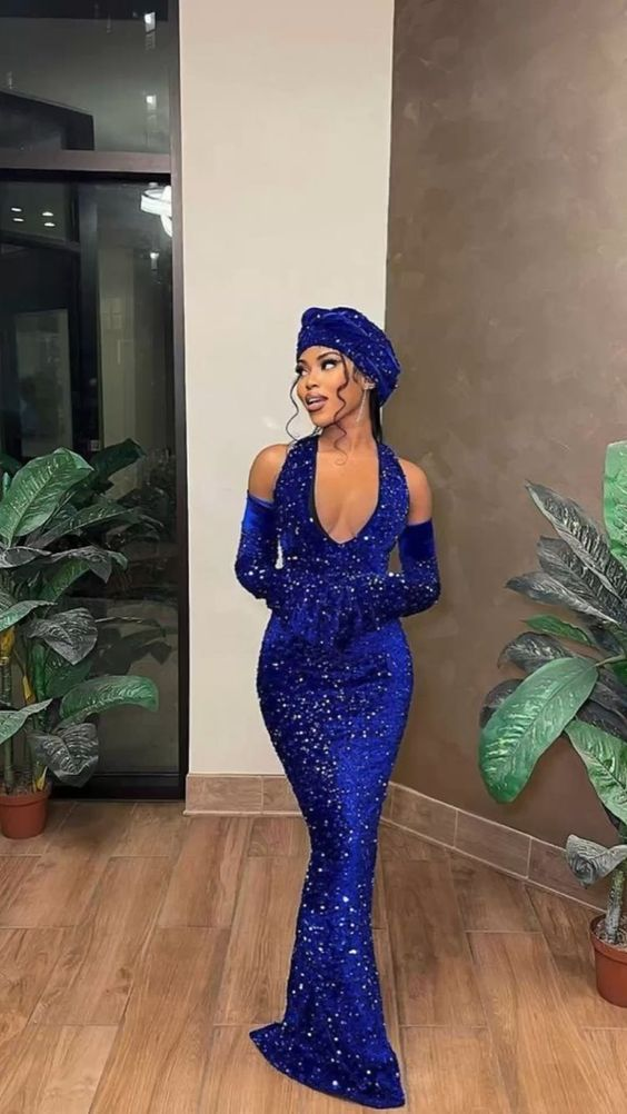 Mermaid Sequin Royal Blue Floor Length Black Girl Prom Dresses SH989 shinydress Mermaid Sequin Royal Blue Floor Length Black Girl Prom Dresses SH989 shinydress