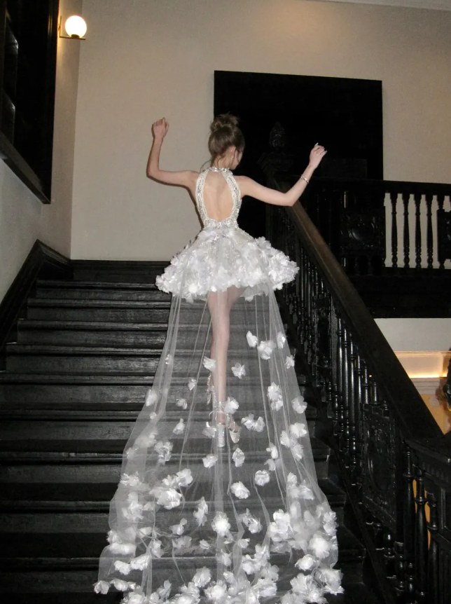 Gorgeous A Line V Neck Silver Beaded Flower Tulle Short Homecoming Dress Cocktail Dress SH3358