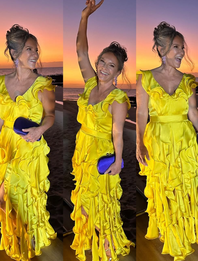 Yellow Sheath Strap Ruffle Satin Long Prom Dress Evening Dress SH2445
