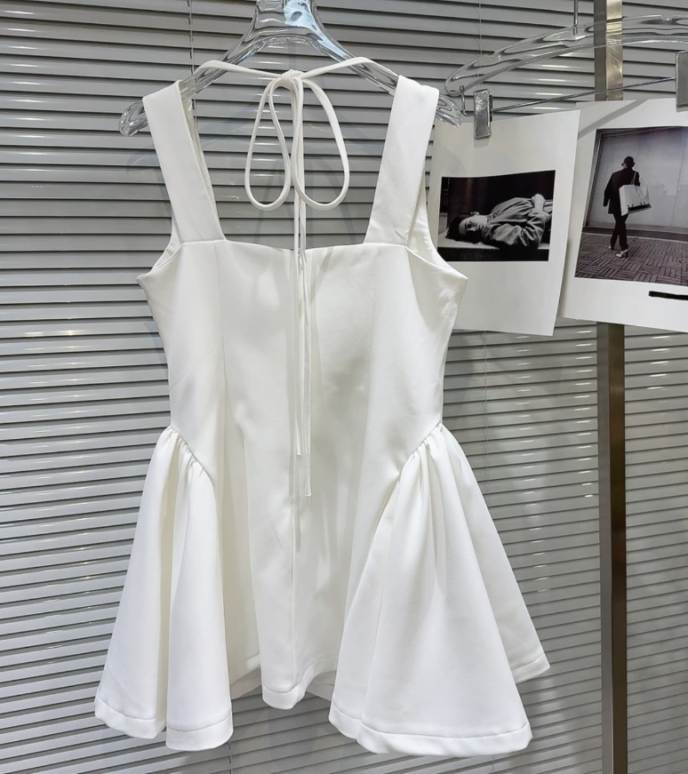 Cute A Line Strap Rhinestone White Satin Short Homecoming Dress Cocktail Dress SH3118