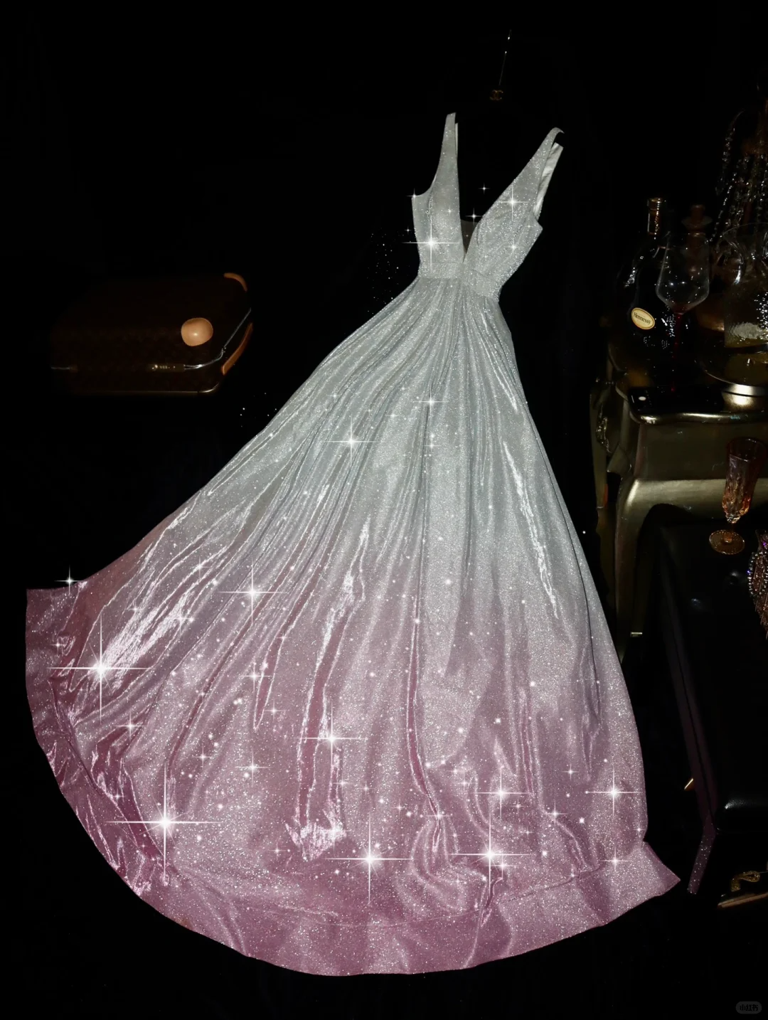 Stunning A Line V Neck Pink Silver Ombre Sequin Prom Dress Evening Dre shinydress Stunning A Line V Neck Pink Silver Ombre Sequin Prom Dress Evening Dre shinydress