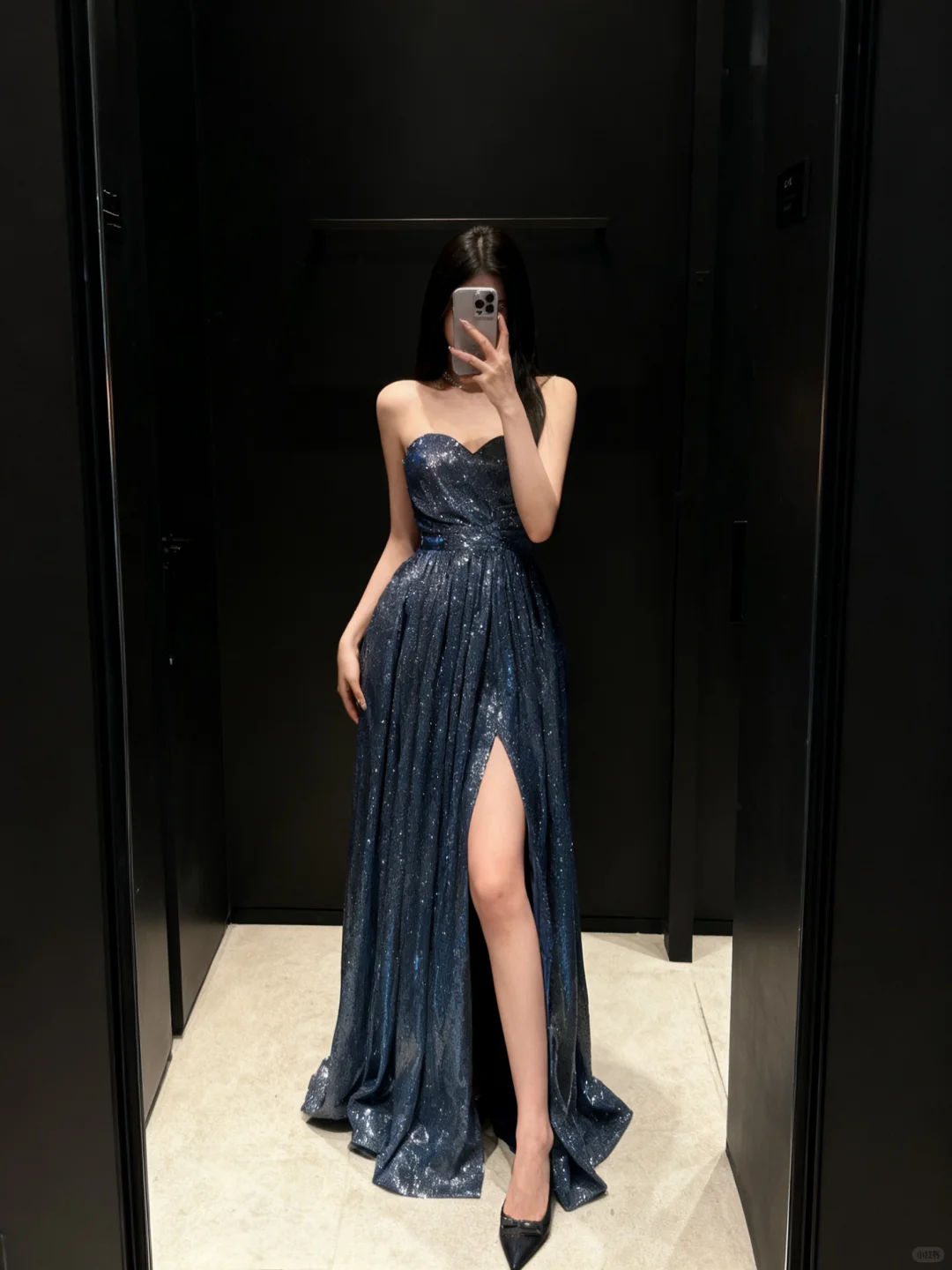 Shiny Blue A Line Sweetheart Neck Sequin Long Prom Dress Evening Dress with Slit SH5109