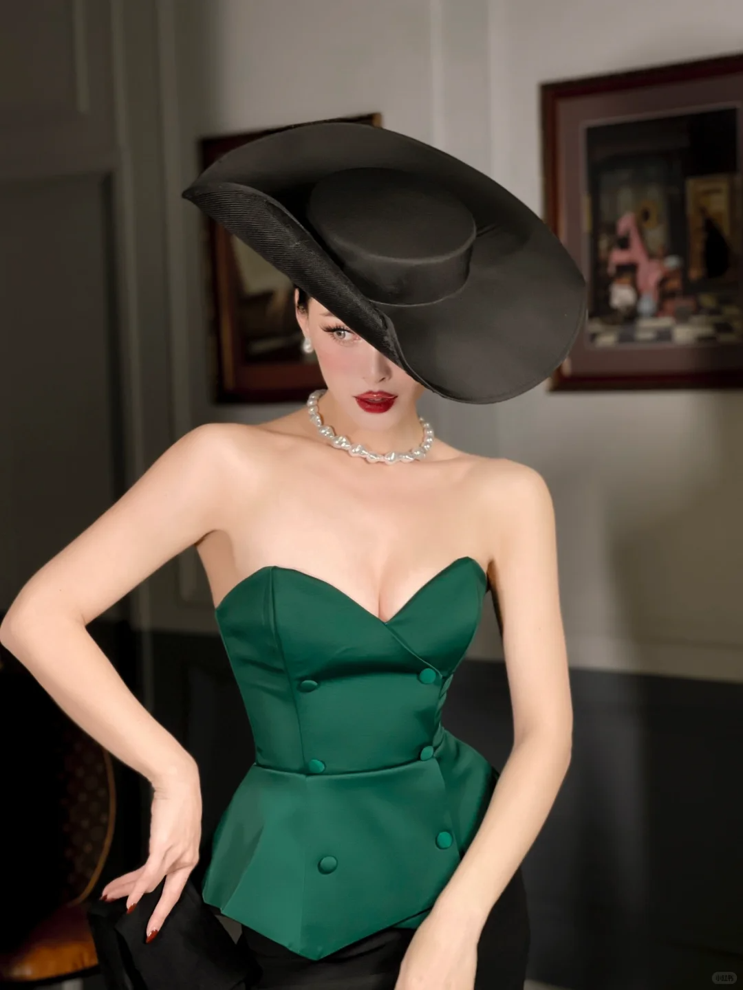 Vintage Mermaid Sweetheart Neck Green Black Satin Prom Dress Evening Dress SH4229