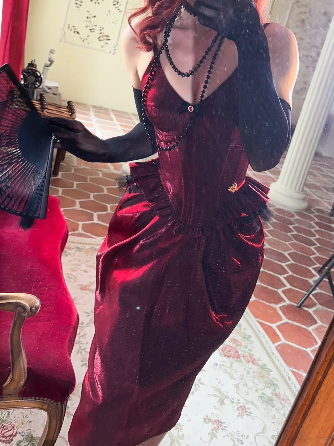 Burgundy Sheath Spaghetti Strap Velvet Tea Length Prom Dress Evening Dress SH4238