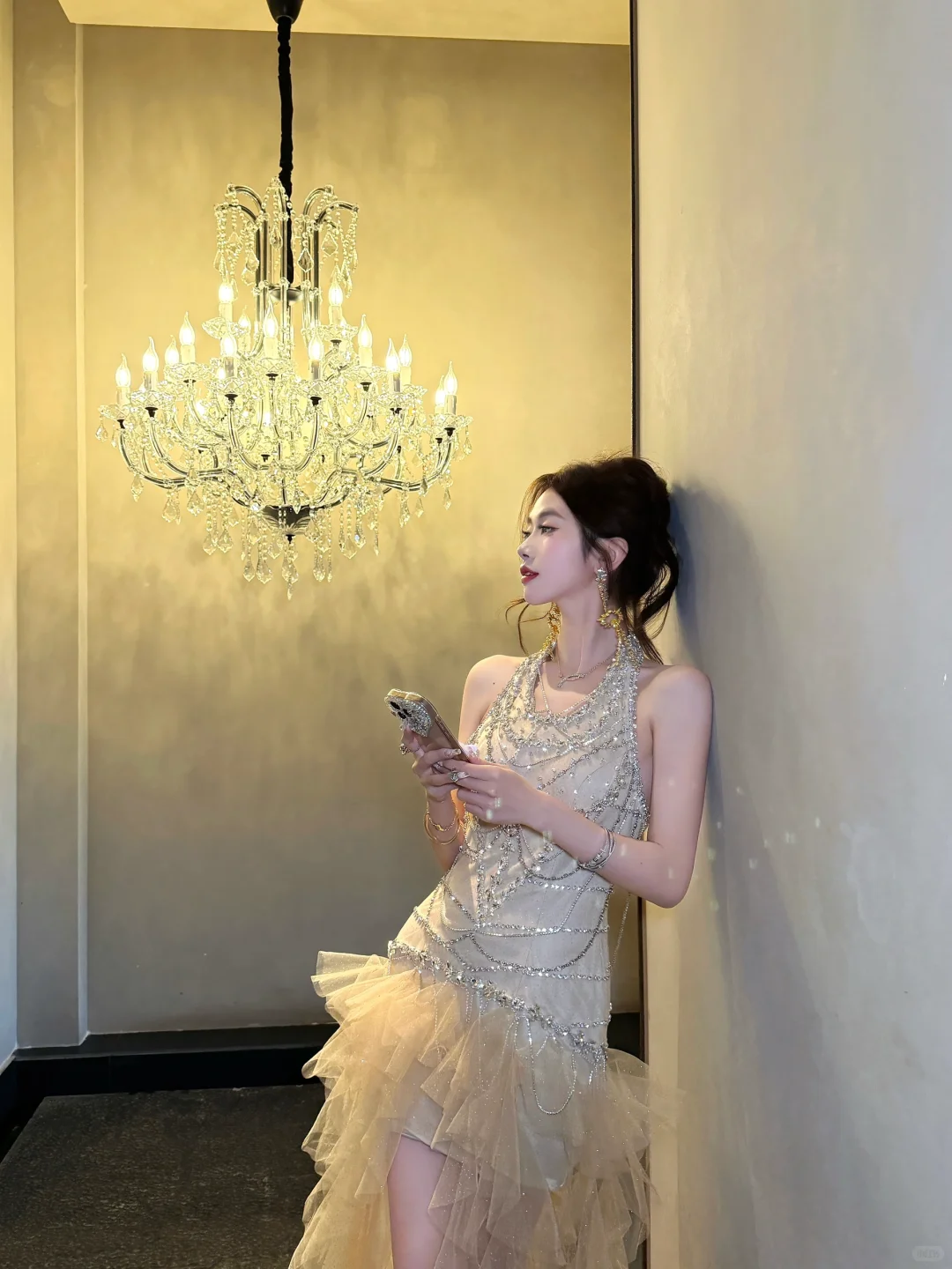 Exquisite Gorgeous A Line Halter Rhinestone Tulle Prom Dress Evening Dress Formal Gown SH3929