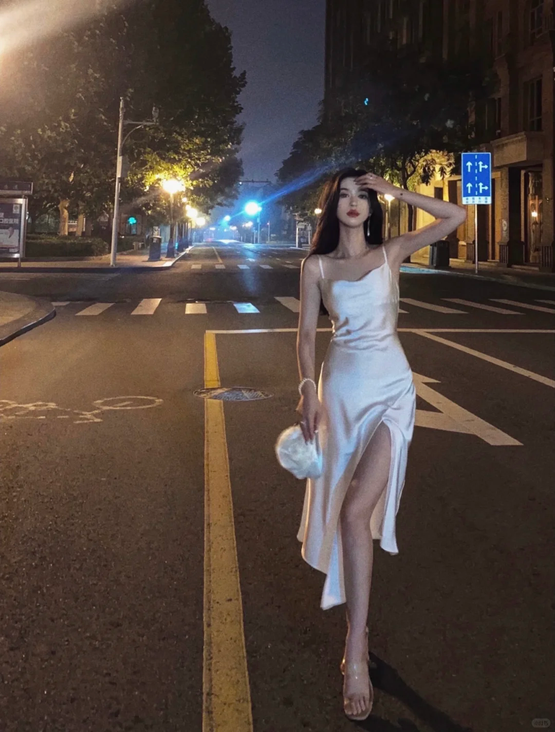 White Simple A Line Spaghetti Strap Satin Prom Dress Outfits with Slit SH4484
