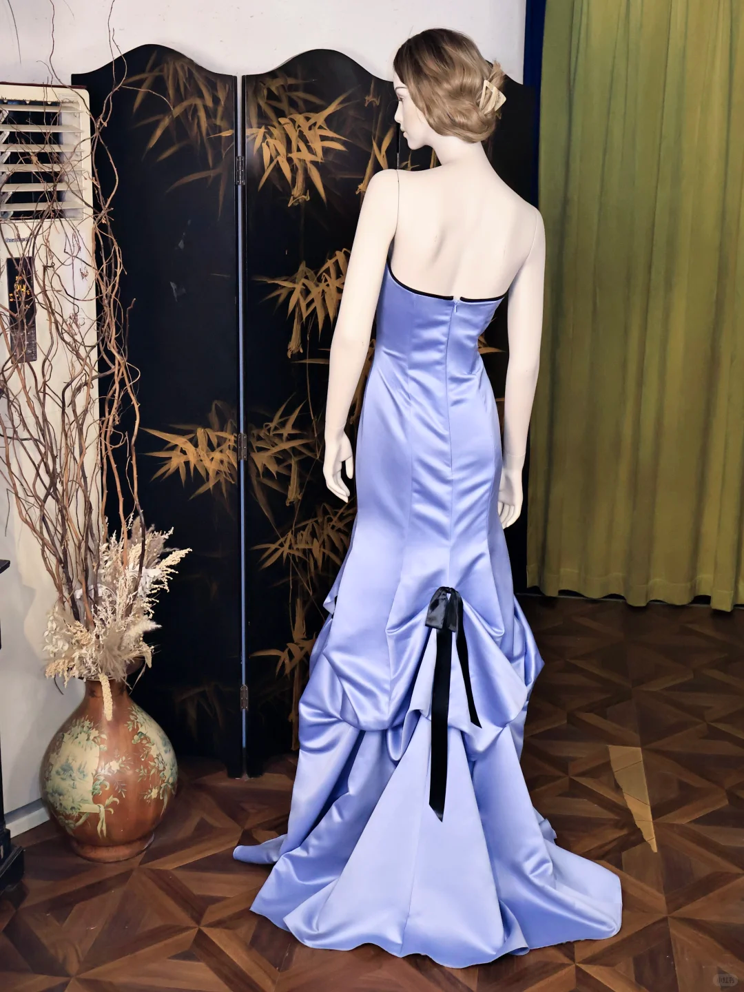 Elegant Purple Mermaid Strapless Satin Long Prom Dress SH4579