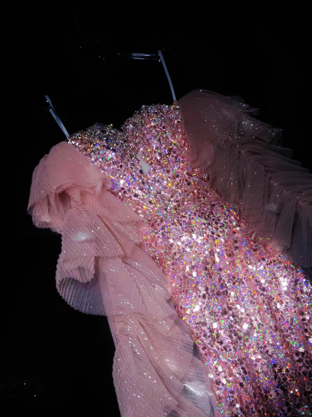 Shiny Pink Mermaid Sweetheart Neck Tulle Sequin Long Prom Dress Evening Dress SH3348