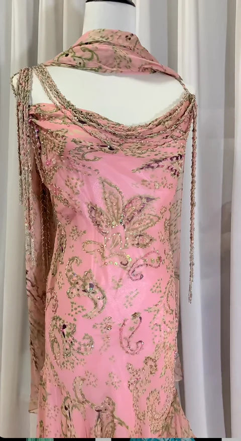 Gentle Mermaid Spaghetti Strap Beaded Ruffle Chiffon Prom Dress Graduation Prom Dress SH2665