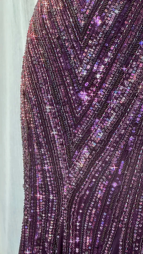 Exquisite Beaded Sequin Mermaid V Neck Chiffon Prom Dress Evening Dress Formal Dress SH3778