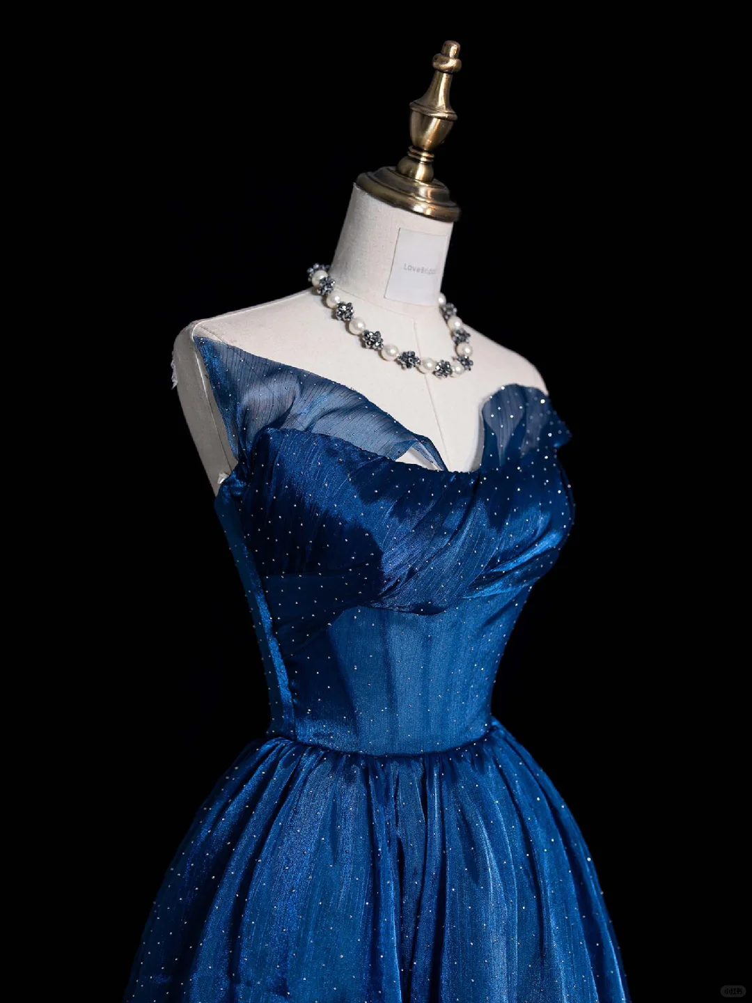 Elegant A Line Strapless Blue Tulle Long Prom Dress Graduation Prom Dress SH2475