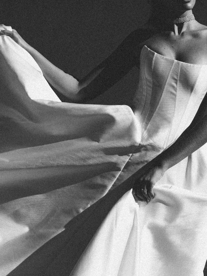 Simple Ball Gown Strapless White Satin Wedding Dress SH4121