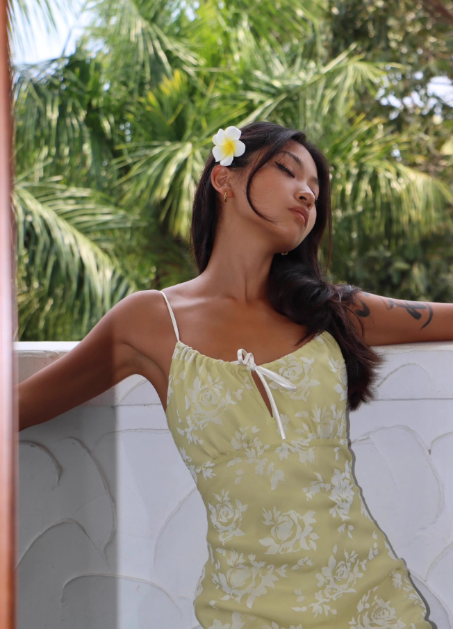 Cute Yellow A Line Spaghetti Strap Print Floral Satin Prom Dress Wedding Guest Dress SH4388