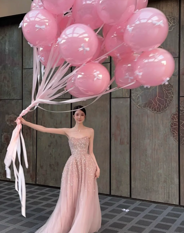 Pink Flowy Charming A Line Sweetheart Neck Sequin Tulle Long Prom Dress Formal Dress SH3667