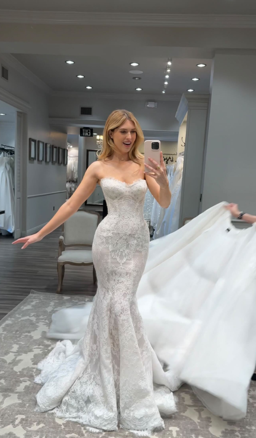 Sexy Mermaid Sweetheart Neck Exquisite White Lace Long Wedding Dress SH8378