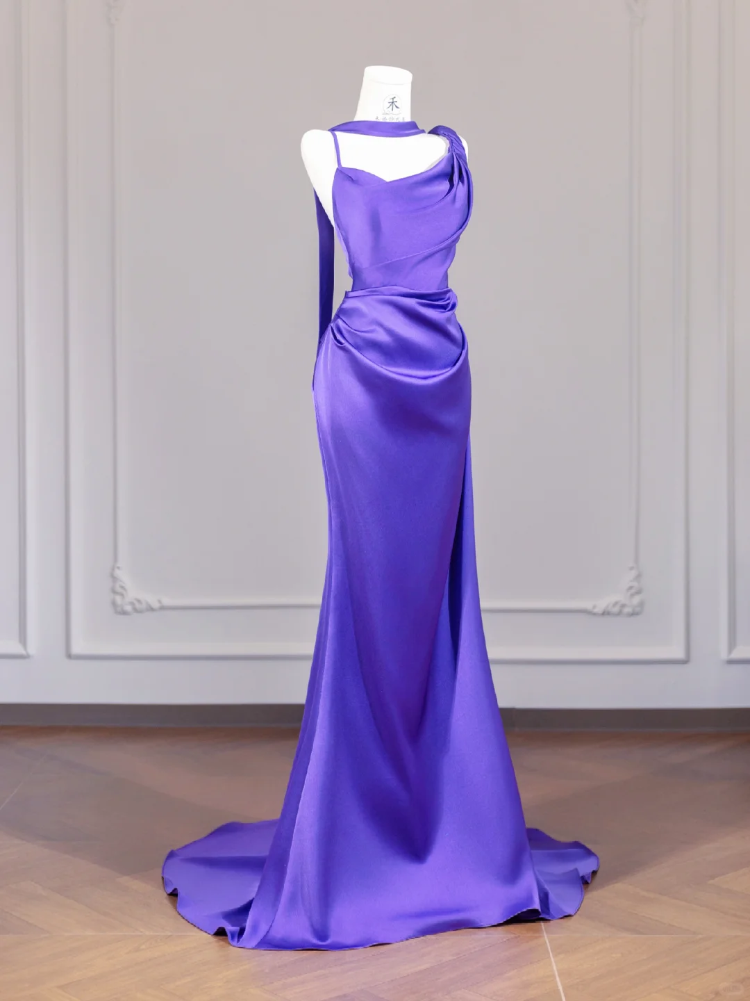 Stunning Purple Mermaid Spaghetti Strap Satin Long Prom Dress Party Dress SH4361
