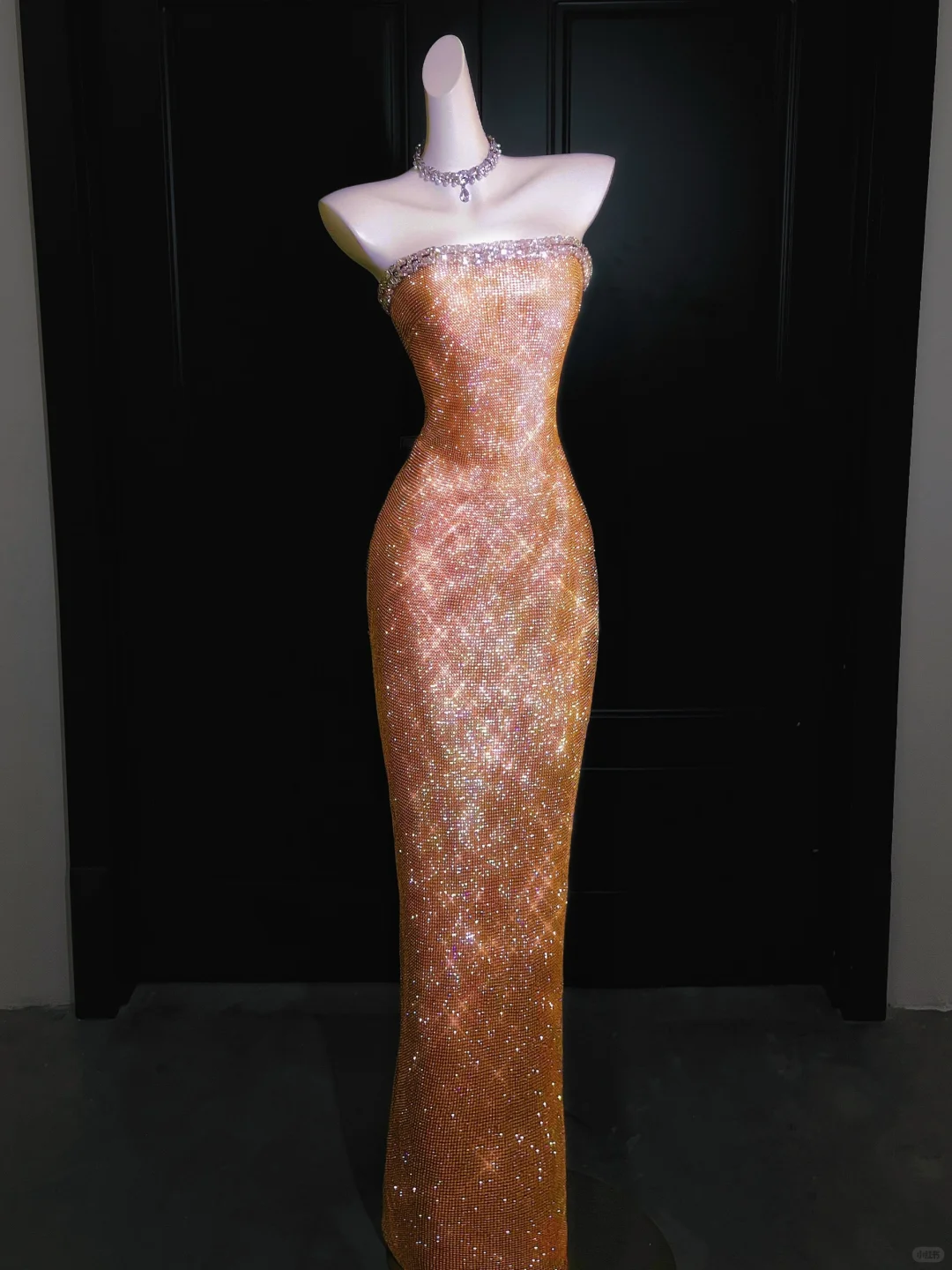 Exquisite Sheath Strapless Orange Rhinestone Long Prom Dress Evening Dress SH4190