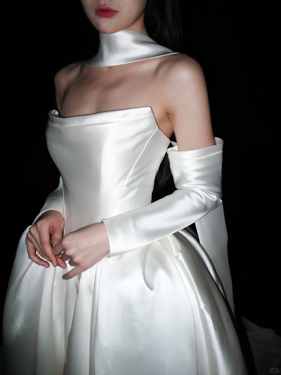 Elegant Ball Gown Strapless White Satin Long Train Wedding Dress SH8886