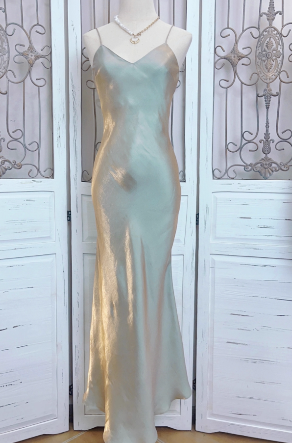 Simple Pretty Mermaid Spaghetti Strap Satin Prom Dress Evening Dress Formal Dress SH4083