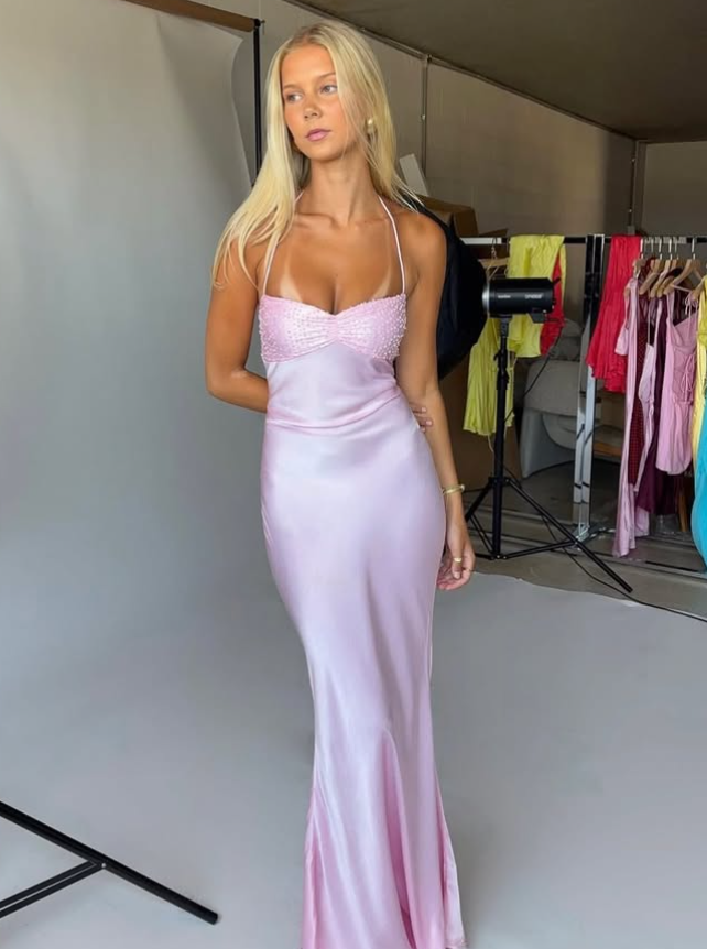 Grape Purple Spaghetti Strap Sequin Satin Open Back Prom Dress Party Dress SH4013