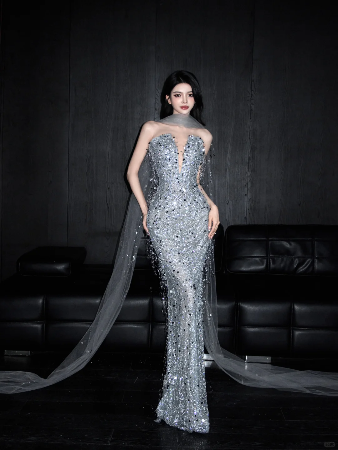 Silver Sequin Mermaid Sweetheart Neck Long Date Dress Evening Dress Prom Dress SH3442
