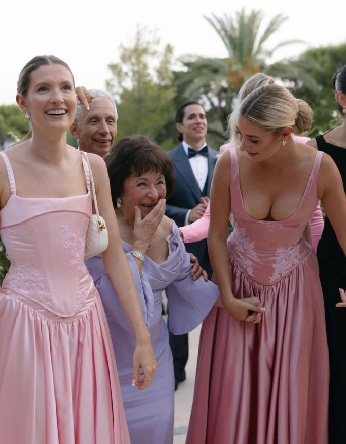 Pink A Line Spaghetti Straps Appliques Satin Long Prom Dress Evening Dress SH2483