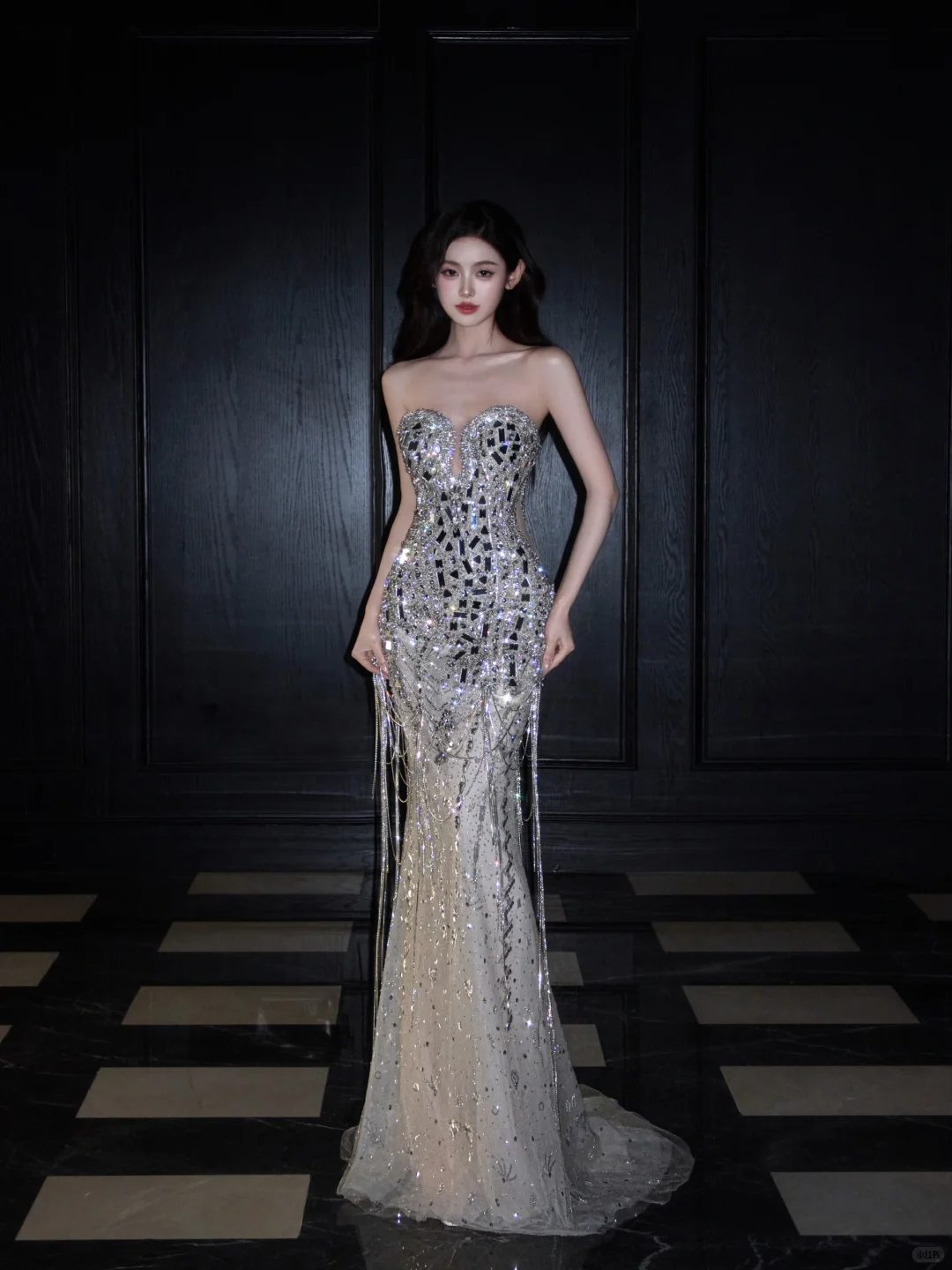 Exquisite Silver Sequin Beaded Mermaid Sweetheart Neck Long Date Dress Evening Dress Prom Dress SH3443