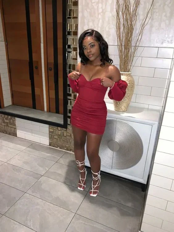 Red Sheath Short Party Dress Cocktail Homecoming Dress SH1479