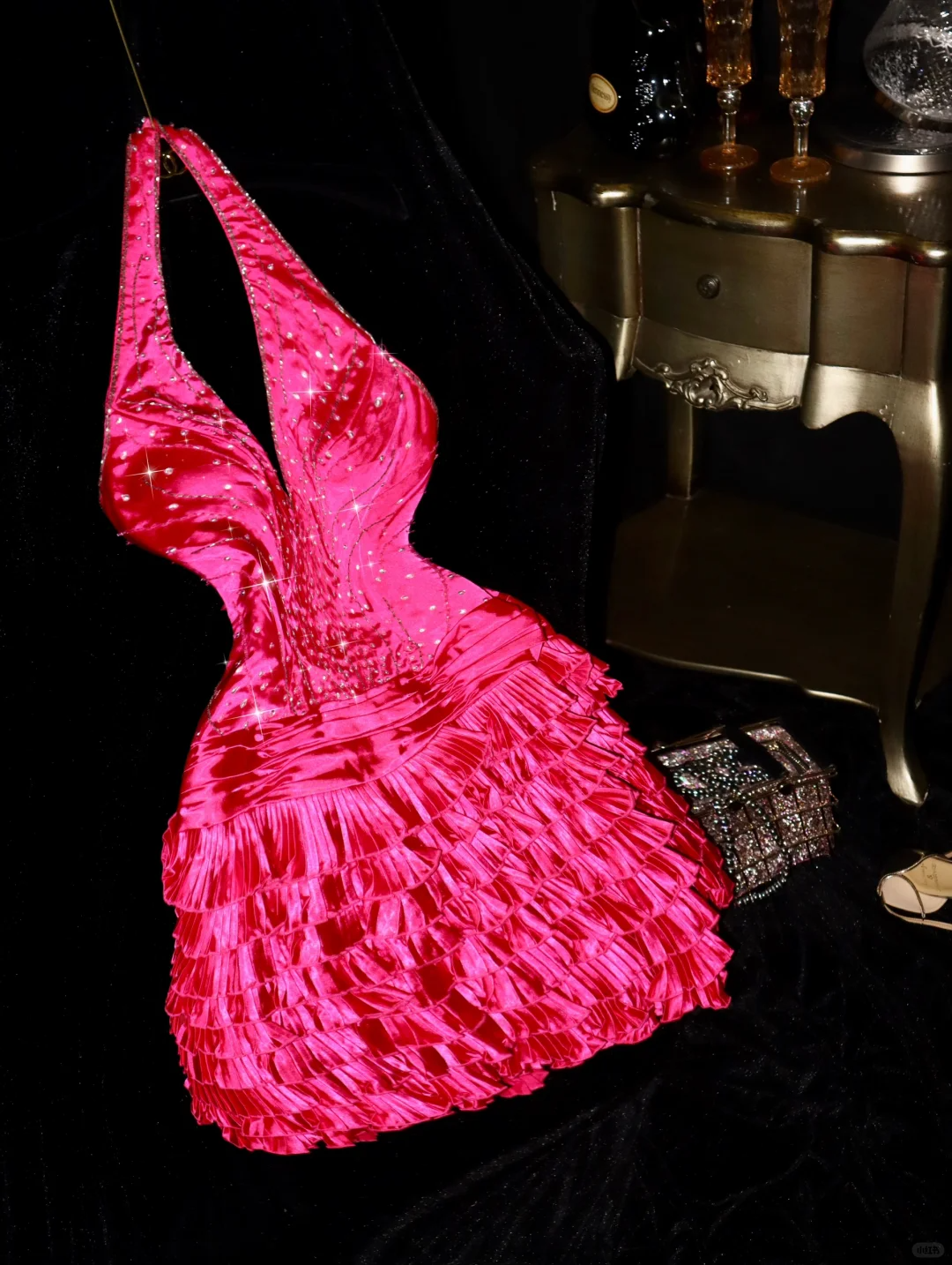 Barbie Pink Cute A Line Halter Beaded Layered Satin Short Homecoming Dress Party Dress SH3049 Barbie Pink Cute A Line Halter Beaded Layered Satin Short Homecoming Dress Party Dress SH3049