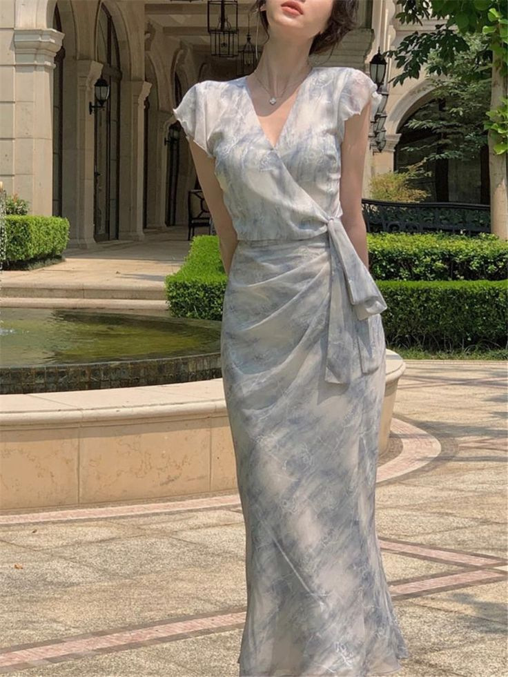 Fashion Sexy Bodycon Chiffon Midi Prom Dress SH1259