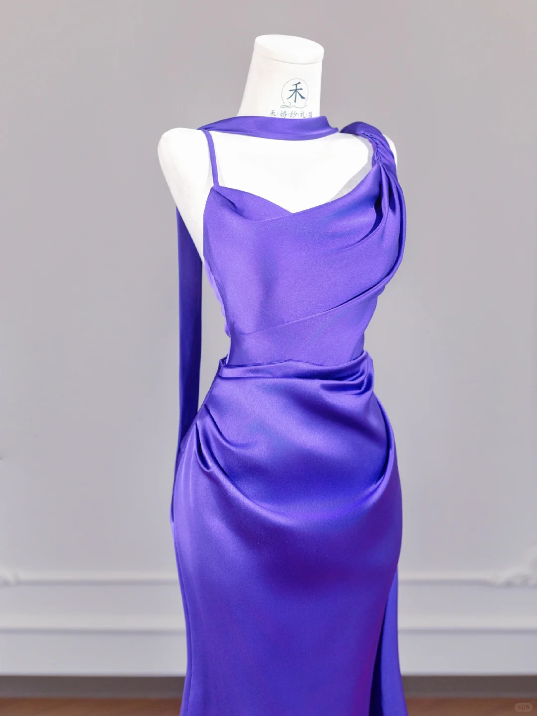 Stunning Purple Mermaid Spaghetti Strap Satin Long Prom Dress Party Dress SH4361