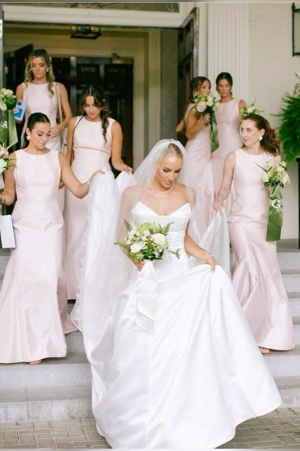 High Neck Blush Pink Mermaid Bridesmaid Dress SH6555