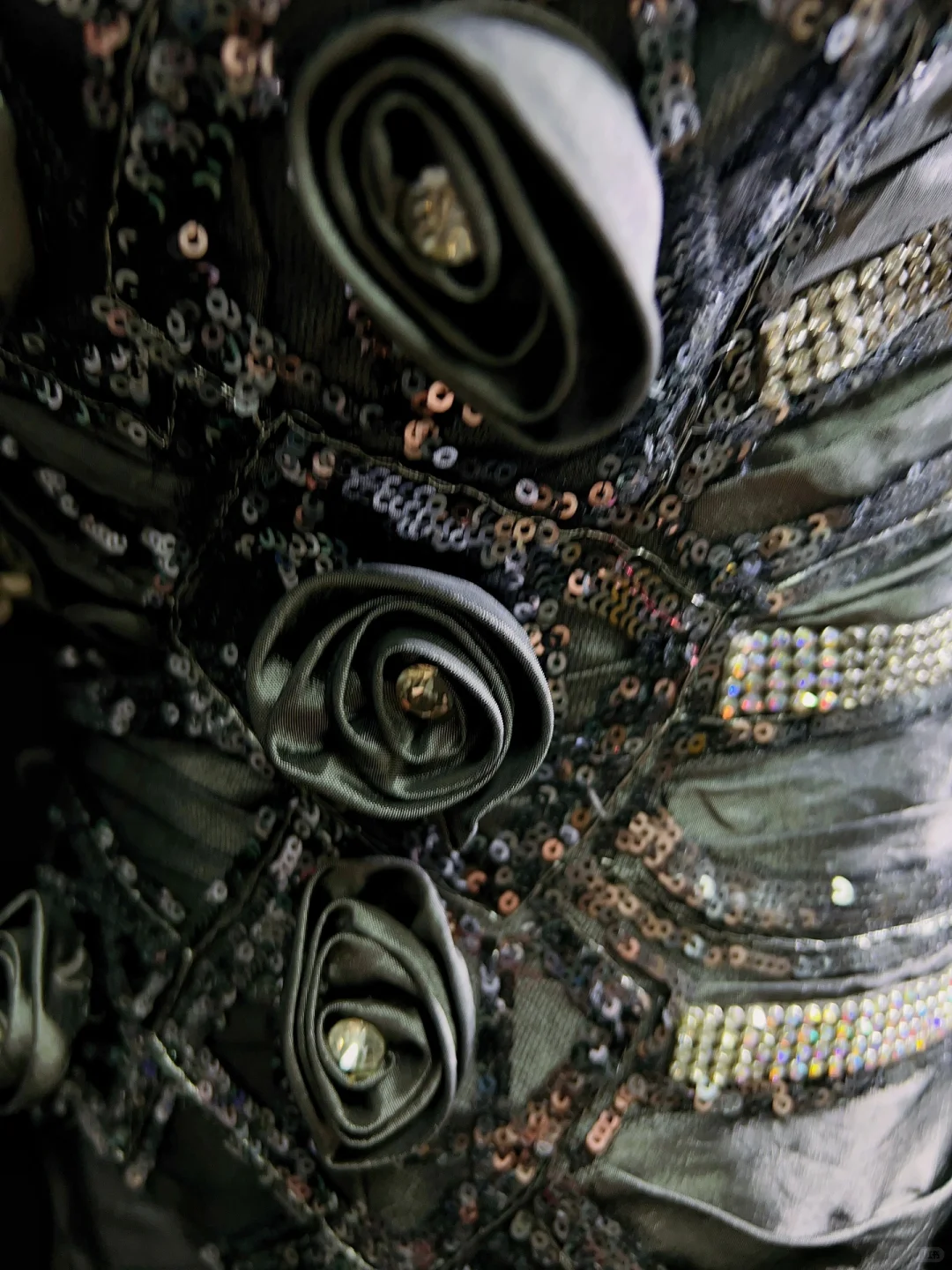 Retro Mermaid Spaghetti Strap Flower Grey Satin Prom Dress Evening Dress SH3326