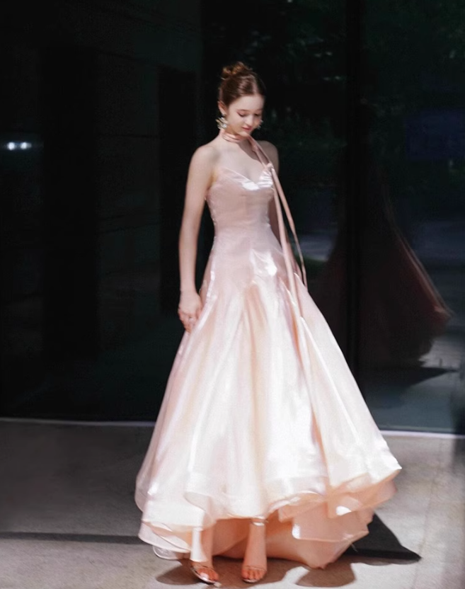Stunning Pink A Line Sweetheart Neck Satin Prom Dress Evening Dress 16th Birthday Dress SH4048