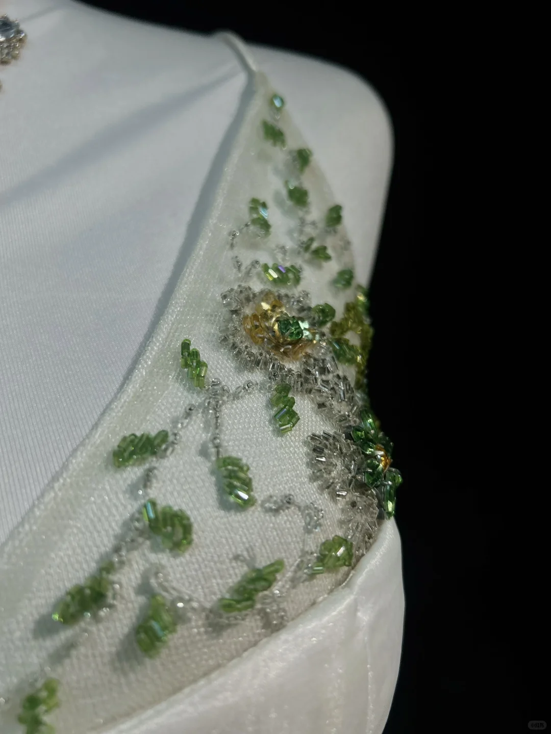 Vintage A Line Spaghetti Strap Green Appliques Beaded Tulle Satin Homecoming Dress SH3337