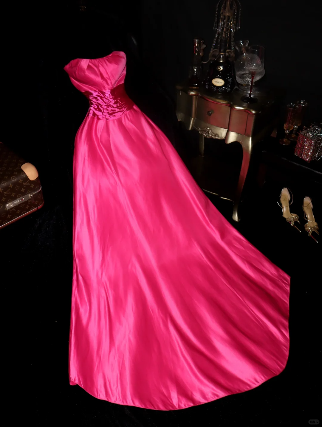 barbie pink formal dress Barbie Pink A Line Strapless Satin Long Party Dress Evening Dress with –  shinydress