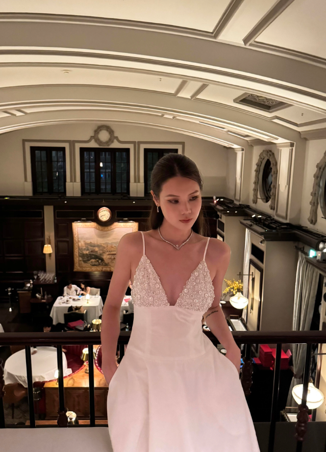 Cute White A Line Spaghetti Strap Beaded Satin Prom Dress Wedding Guest Dress SH4387