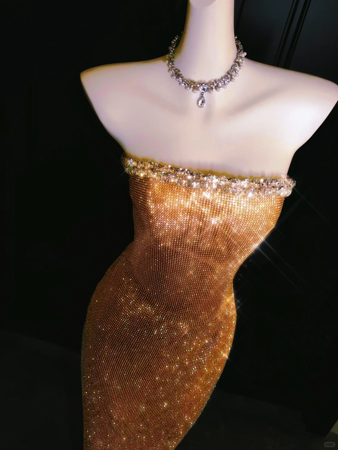 Exquisite Sheath Strapless Orange Rhinestone Long Prom Dress Evening Dress SH4190